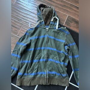 H&M LOGG Green Zip Jacket with Blue Pattern